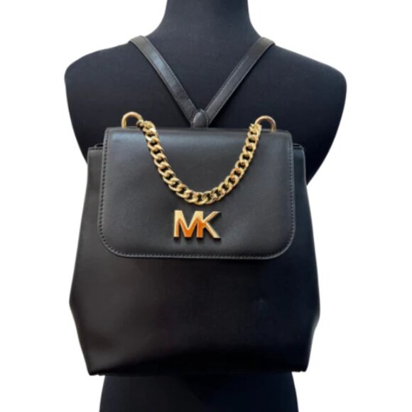 NWT Michael Kors Mott Chain Leather Black Convertible Backpack - Picture 2 of 9